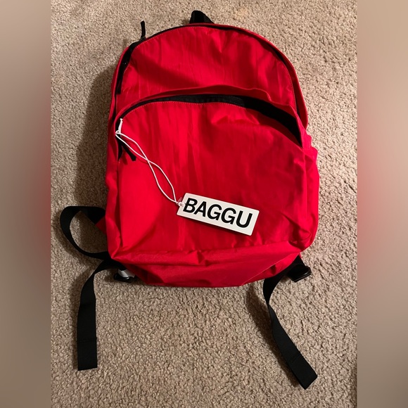 New BAGGU Large Nylon Backpack Red - Picture 6 of 6